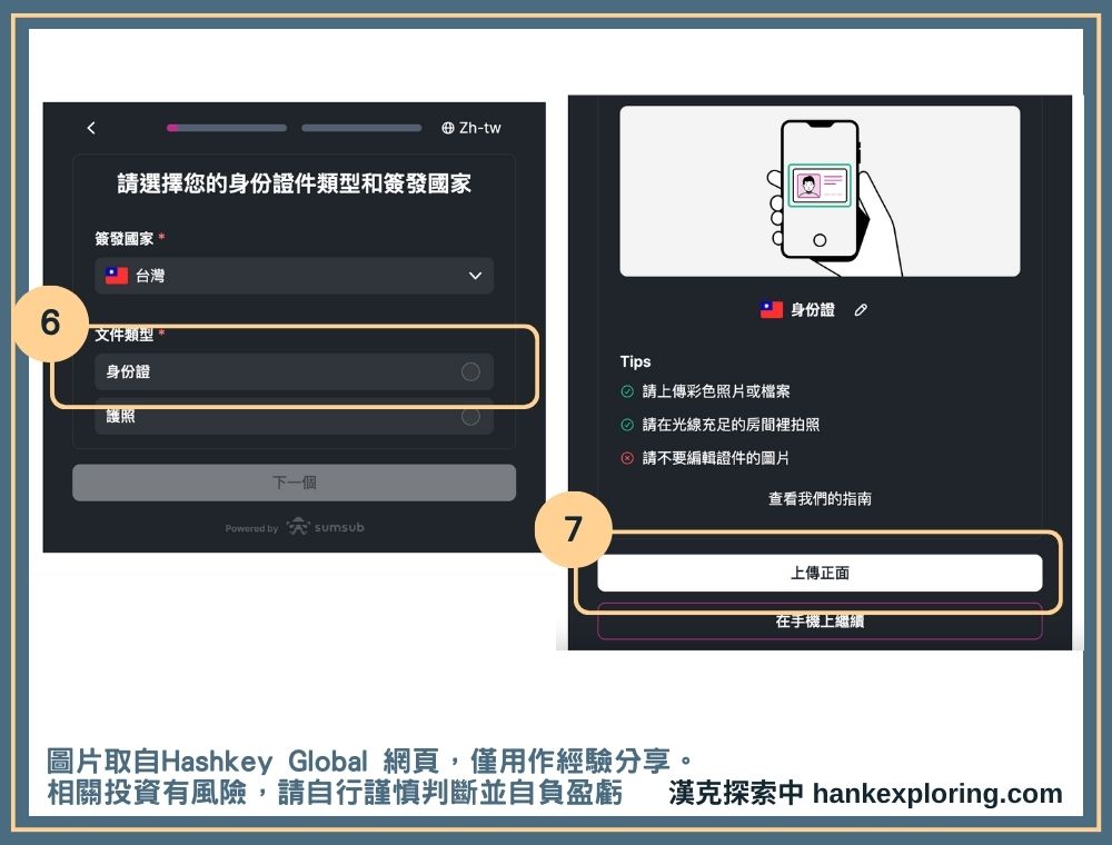 Hashkey 註冊身份驗證教學：挑選要拿來驗證的證件並上傳照片