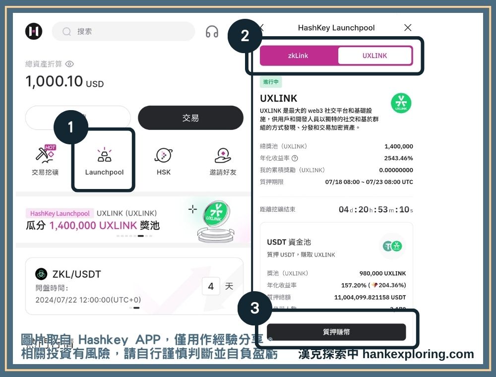 Hashkey launchpool 參與步驟二：進入申購頁面