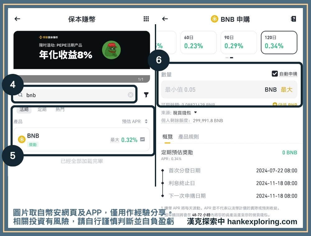 申購 BNB 賺幣產品