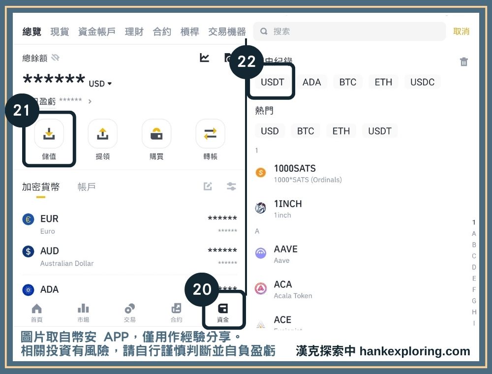 進入幣安 USDT 收款頁面